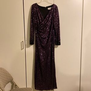 Sparkly deep purple long sleeve dress